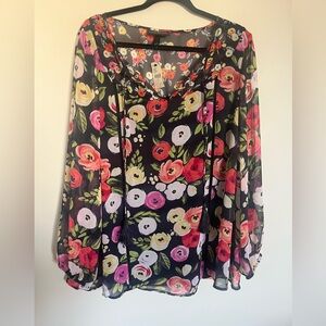 NWT Lane Bryant floral chiffon blouse